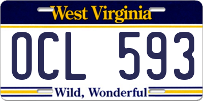 WV license plate OCL593