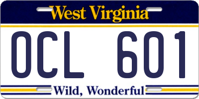 WV license plate OCL601