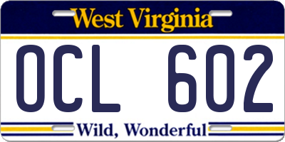 WV license plate OCL602