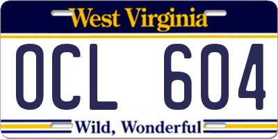 WV license plate OCL604
