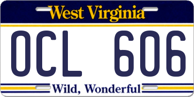 WV license plate OCL606