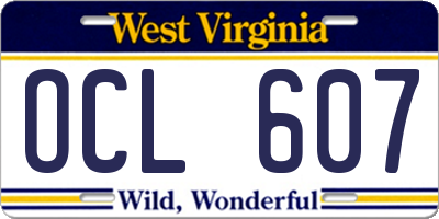 WV license plate OCL607