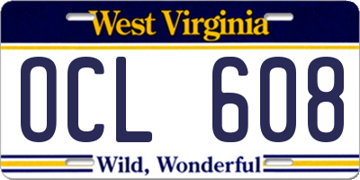 WV license plate OCL608