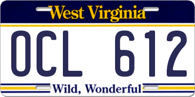 WV license plate OCL612