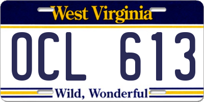 WV license plate OCL613