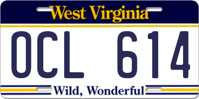 WV license plate OCL614
