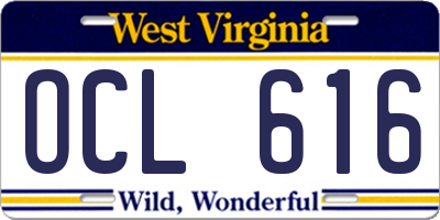 WV license plate OCL616