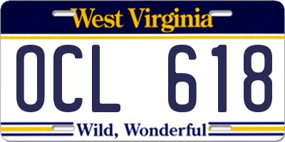 WV license plate OCL618