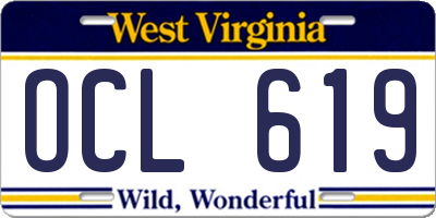 WV license plate OCL619