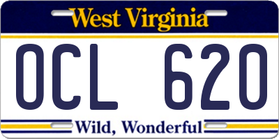 WV license plate OCL620