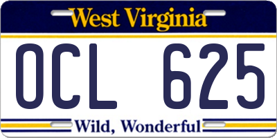 WV license plate OCL625