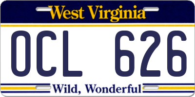 WV license plate OCL626