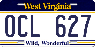 WV license plate OCL627
