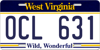 WV license plate OCL631