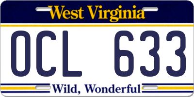 WV license plate OCL633