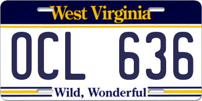 WV license plate OCL636