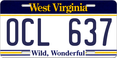 WV license plate OCL637