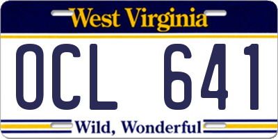 WV license plate OCL641