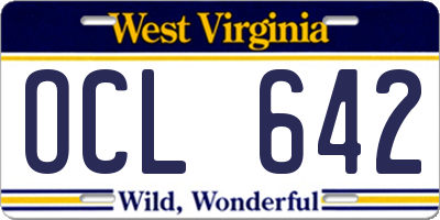 WV license plate OCL642