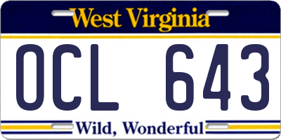 WV license plate OCL643