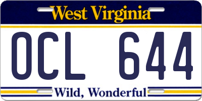 WV license plate OCL644