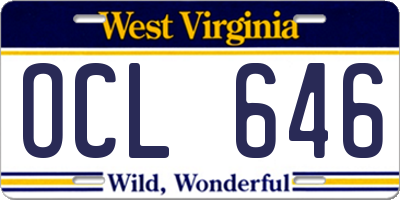 WV license plate OCL646