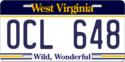 WV license plate OCL648