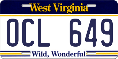 WV license plate OCL649