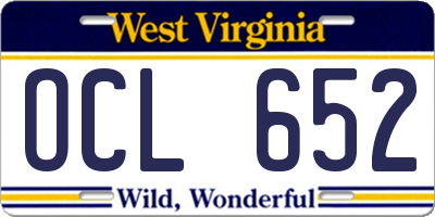 WV license plate OCL652