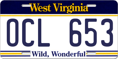 WV license plate OCL653