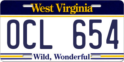 WV license plate OCL654