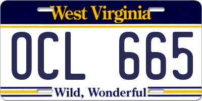 WV license plate OCL665
