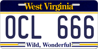 WV license plate OCL666