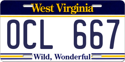 WV license plate OCL667