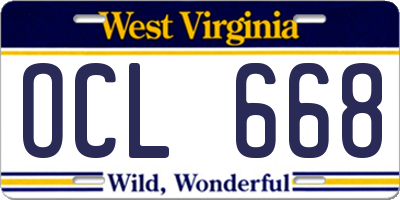 WV license plate OCL668