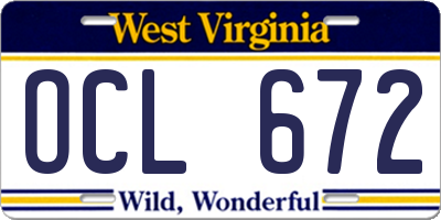 WV license plate OCL672