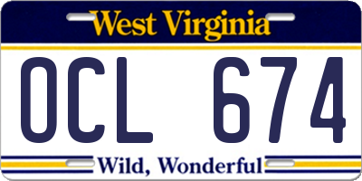 WV license plate OCL674