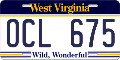 WV license plate OCL675