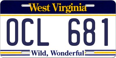 WV license plate OCL681