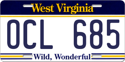 WV license plate OCL685