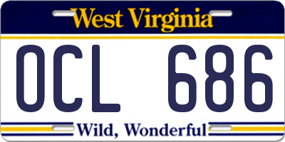 WV license plate OCL686