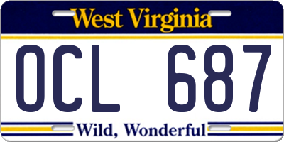 WV license plate OCL687
