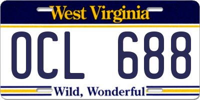 WV license plate OCL688