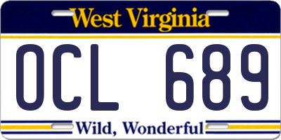WV license plate OCL689