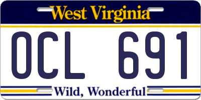 WV license plate OCL691