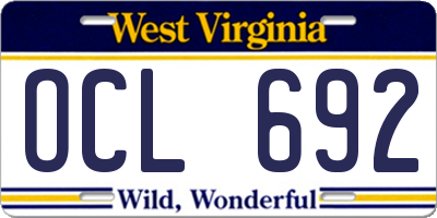 WV license plate OCL692