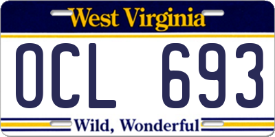 WV license plate OCL693