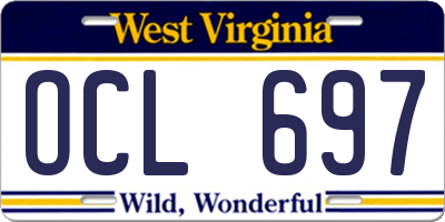WV license plate OCL697