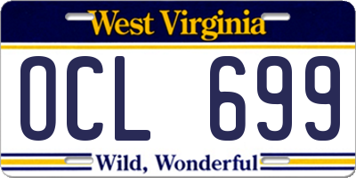 WV license plate OCL699