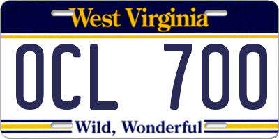 WV license plate OCL700